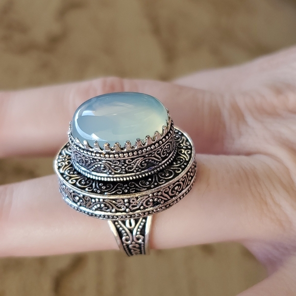 New Amazing Chalcedony Antique Design 925 Silver Statement Ring. - Picture 6 of 15